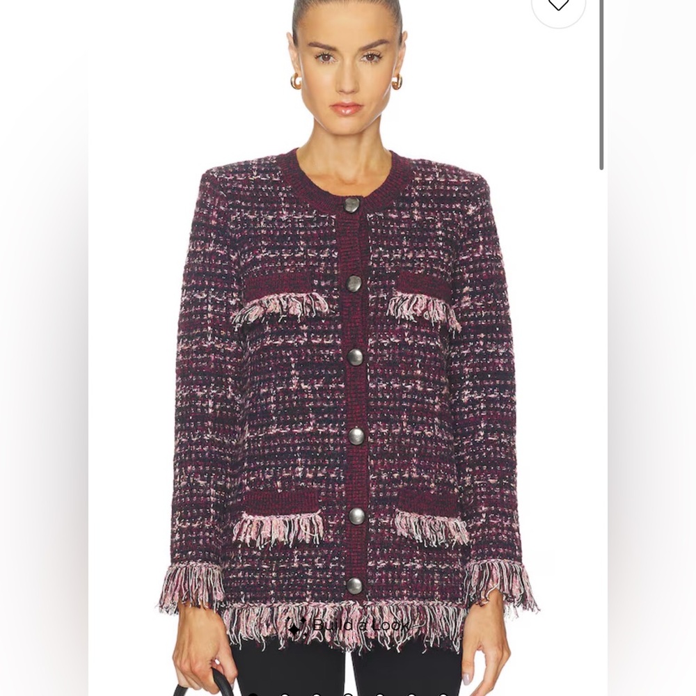L’AGENCE fringe tweed cardigan